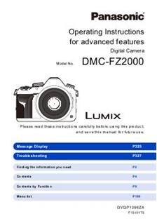 Panasonic Lumix FZ2000 manual. Camera Instructions.